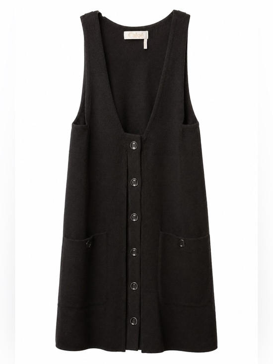 Chloe Dresses & Skirts - Chloé Black Wool Button Front Pinafore Runway Collection Jumper